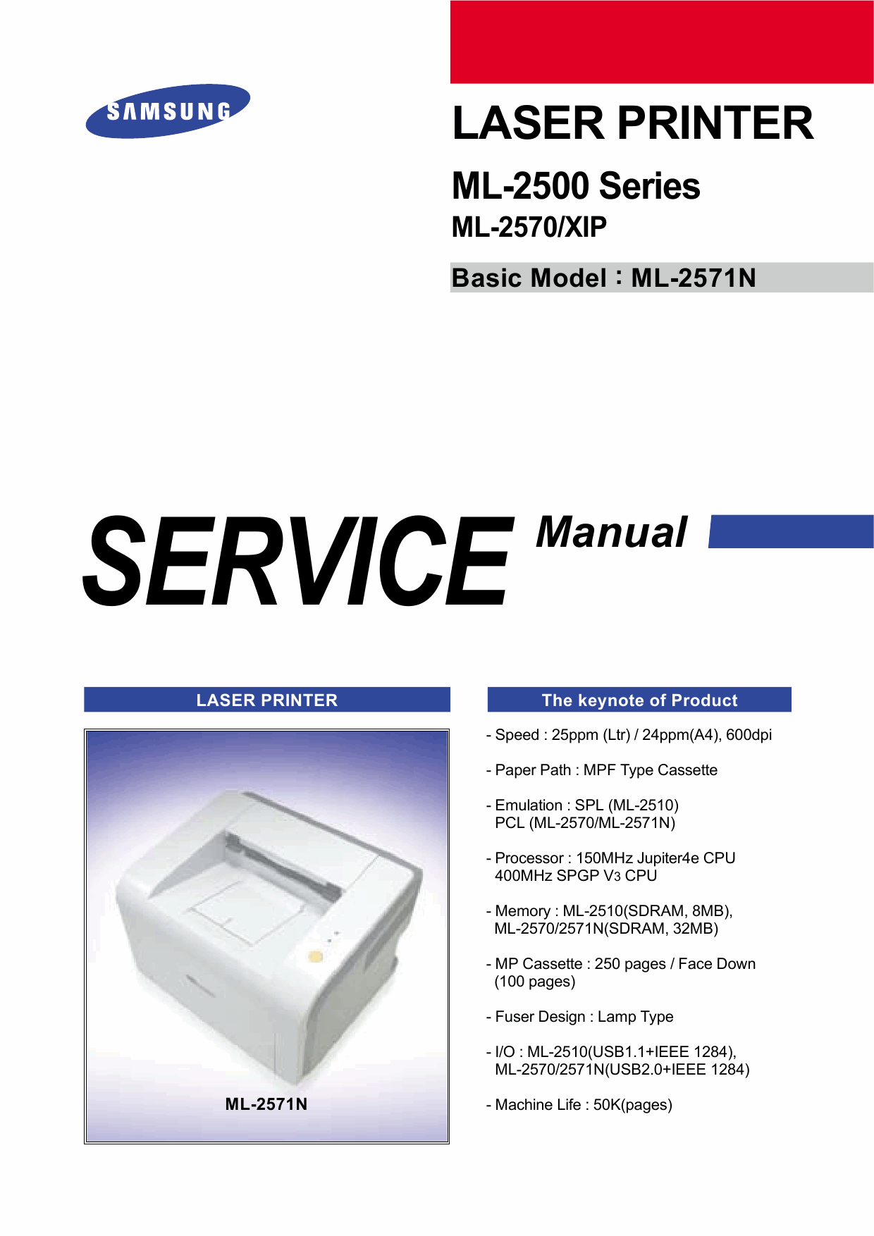 Samsung Laser-Printer ML-2570 2571N Parts and Service Manual-1